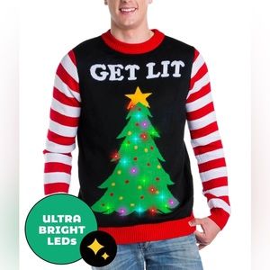 MEN'S GET LIT LIGHT UP UGLY CHRISTMAS SWEATER